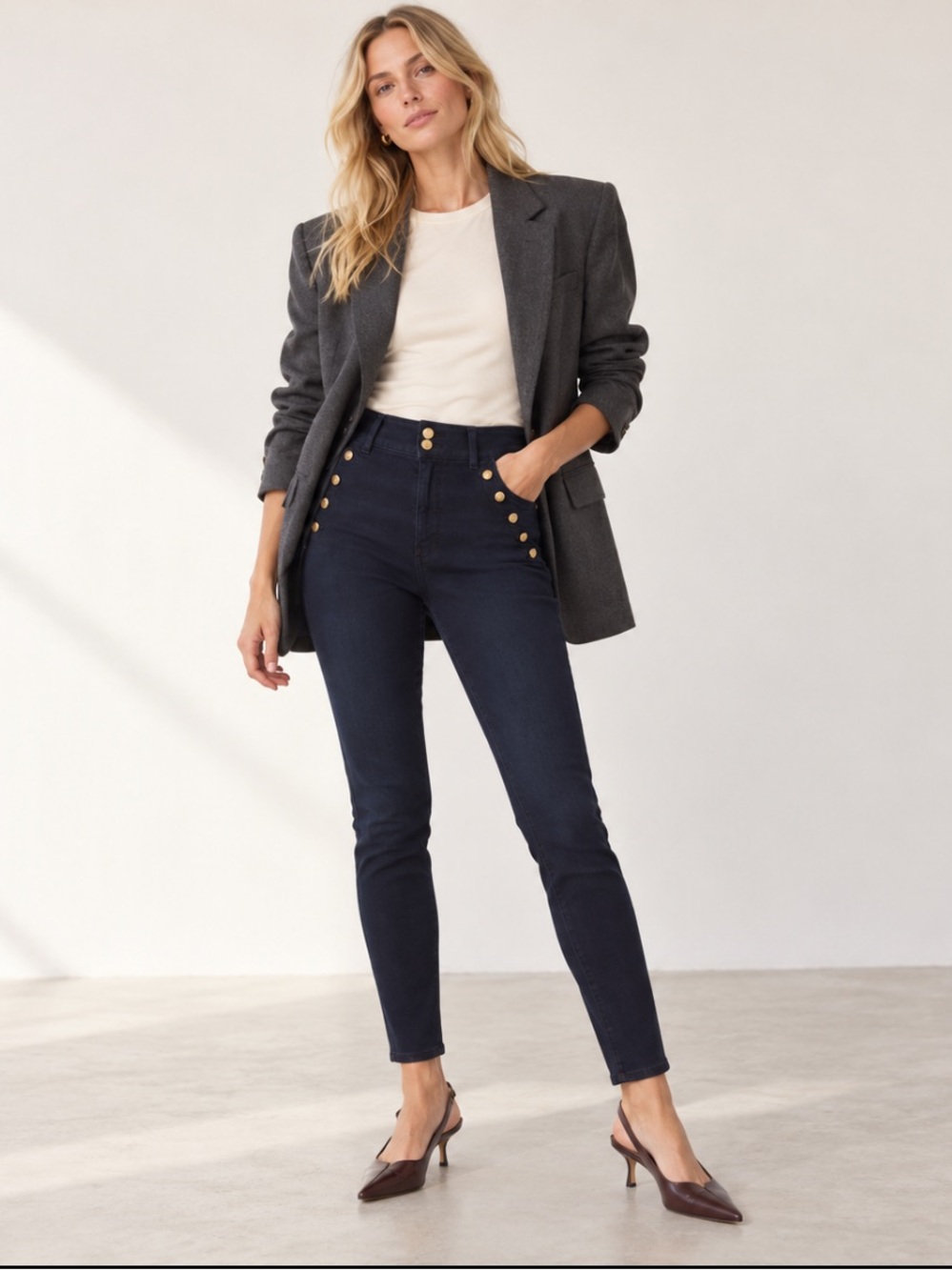 Joe’s Jeans Georgia High-Rise Sailor-Button Skinny Jeans – NWT
